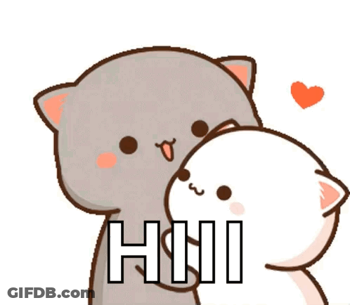 Cartoon Cat Kissing Another Cat Saying Hii GIF