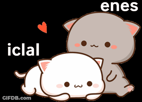 Cartoon Cat Kissing Another Cat Saying Hii GIF