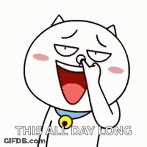 Cartoon Cat Laughing Covering Nose With Finger GIF