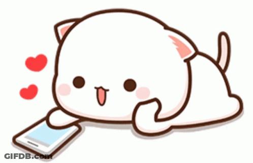 Cartoon Cat Laying Down Looking At Phone GIF