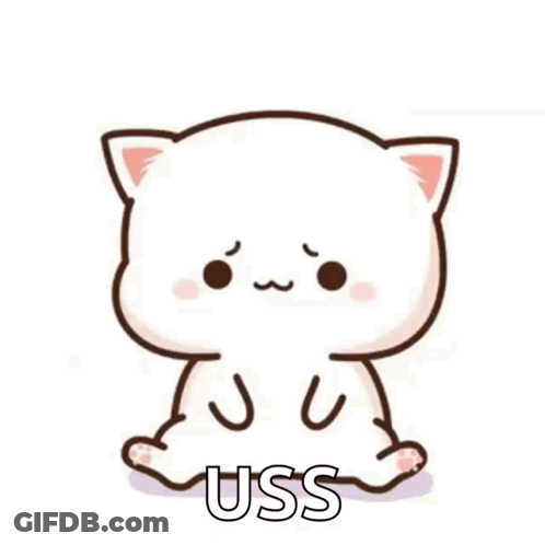 Cartoon Cat Laying Down With Word Uss GIF