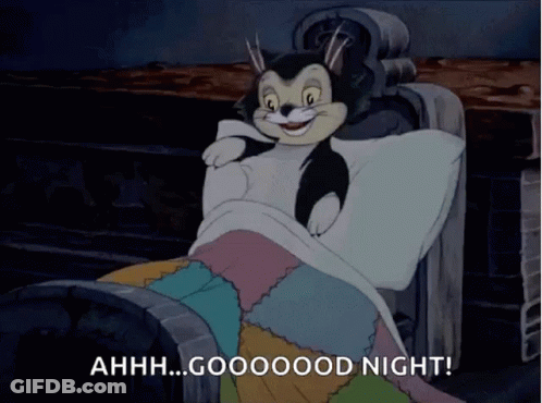Cartoon Cat Laying In Bed Saying Ahhh Goooood Night GIF