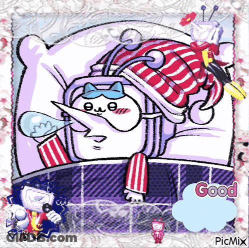 Cartoon Cat Laying In Bed Saying Good GIF