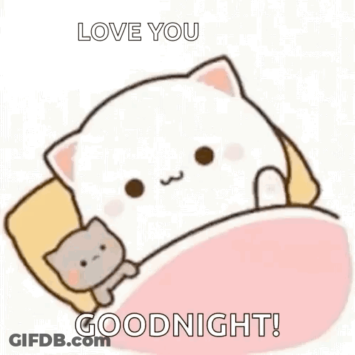 Cartoon Cat Laying In Bed With Smaller Cat GIF