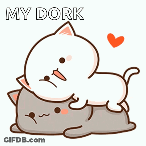 Cartoon Cat Laying On Another Cat My Dork GIF