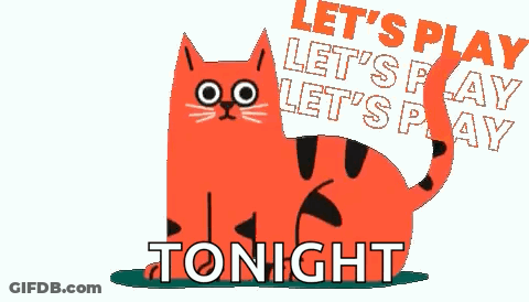 Cartoon Cat Laying On Back Saying Let's Play Tonight GIF