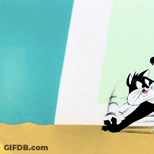 Cartoon Cat Laying On Blue Background GIF