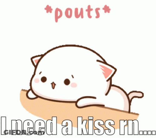Cartoon Cat Laying On Ledge Pouts I Need A Kiss GIF