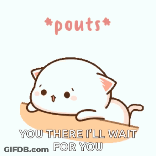 Cartoon Cat Laying On Table Pouts GIF