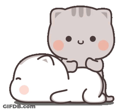 Cartoon Cat Laying On Top Of White Cat GIF