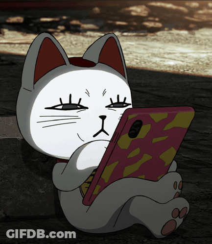 Cartoon Cat Looking At Cell Phone GIF