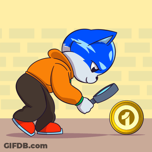 Cartoon Cat Looking At Coin With 1 GIF