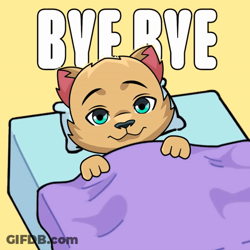 Cartoon Cat Lying In Bed Saying Bye Bye GIF