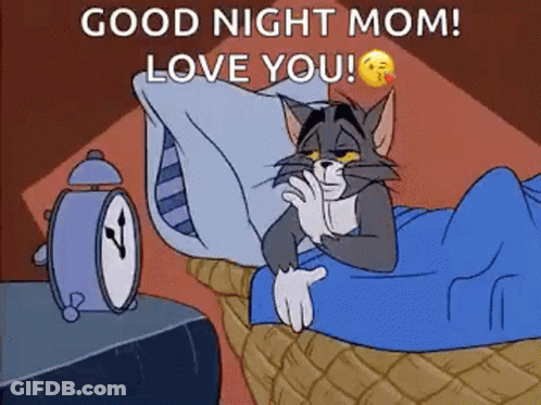Cartoon Cat Lying In Bed With Alarm Clock GIF