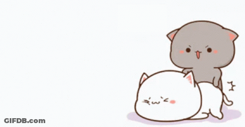Cartoon Cat Lying Next To Standing Cat GIF