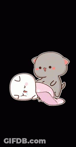 Cartoon Cat Lying On Another Cat GIF
