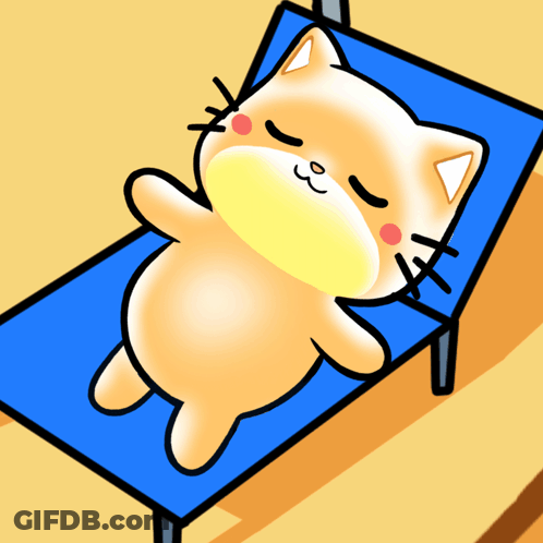 Cartoon Cat Lying On Blue Chair GIF