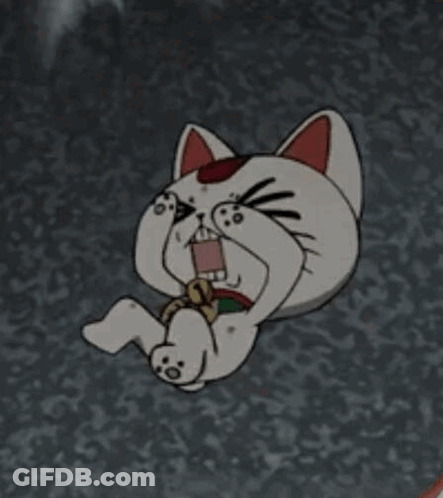 Cartoon Cat Lying On Floor Holding Knife GIF