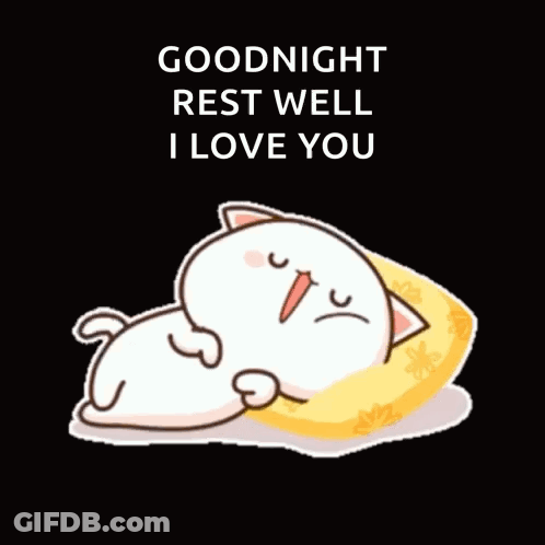 Cartoon Cat Lying On Pillow Goodnight GIF