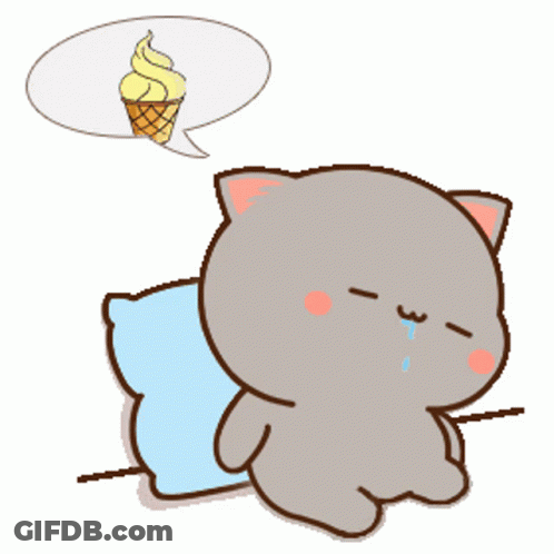 Cartoon Cat Lying On Pillow With Hot Dog GIF