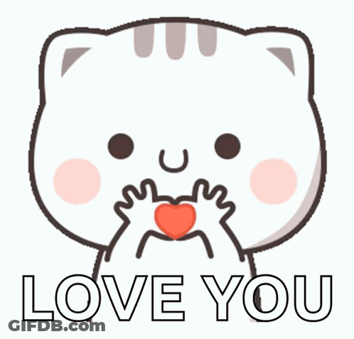Cartoon Cat Making Heart Saying Love You GIF