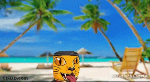 Cartoon Cat On Beach With Tongue Out GIF