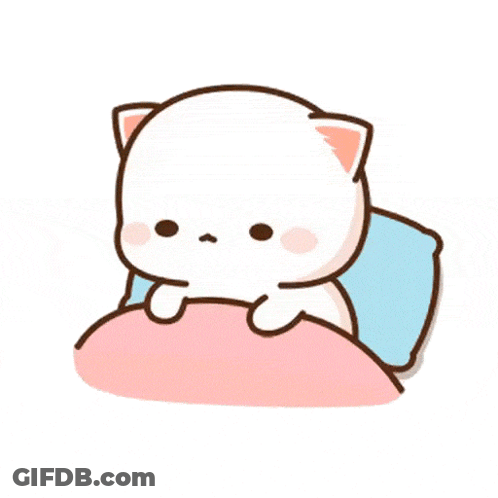 Cartoon Cat On Bed With Pillow And Blanket GIF