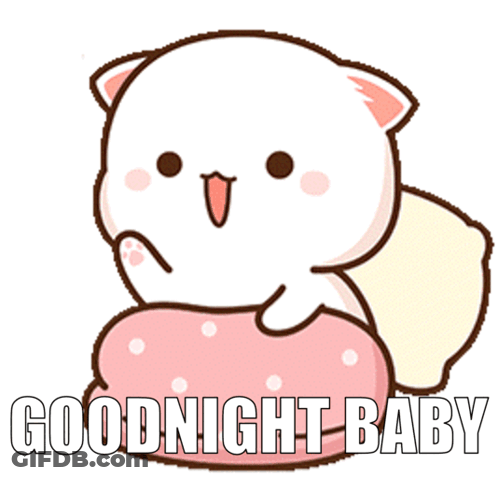 Cartoon Cat On Pillow Tongue Out Goodnight Baby GIF
