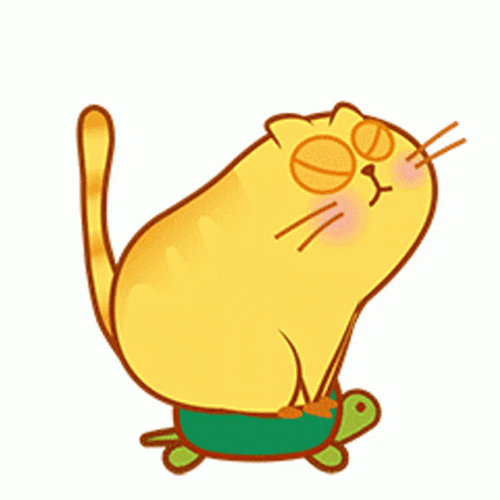 Cartoon Cat On Walking Turtle GIF