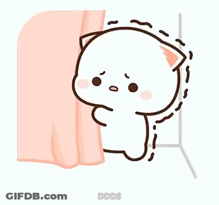 Cartoon Cat Peeking Behind Curtain GIF