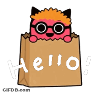 Cartoon Cat Peeking From Brown Paper Bag Hello GIF