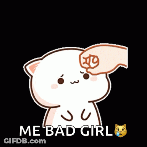 Cartoon Cat Pointing At Face Saying Me Bad Girl GIF