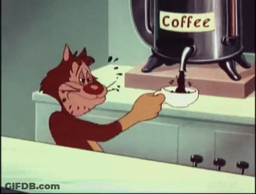 Cartoon Cat Pouring Coffee Into Cup GIF