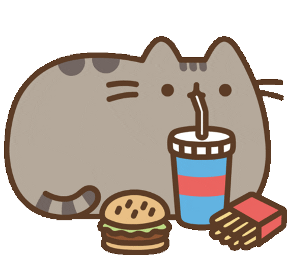 Cartoon Cat Pusheen Eating Mcdonalds Meal GIF
