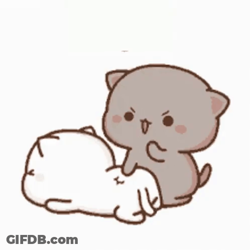 Cartoon Cat Putting Paw On Another Cat's Butt GIF