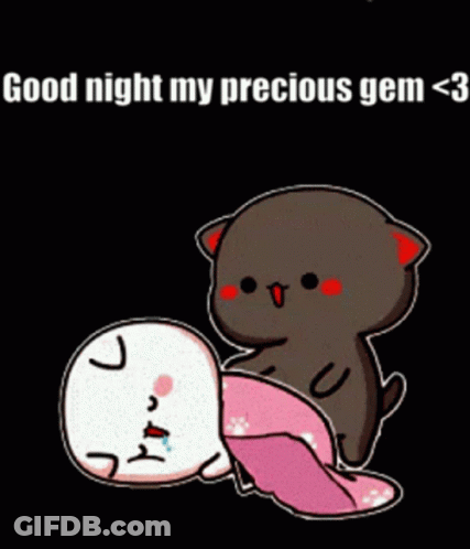 Cartoon Cat Putting Pink Blanket On Another Cat GIF