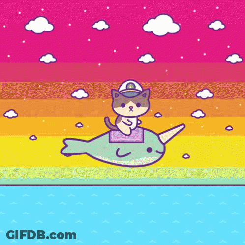 Cartoon Cat Riding Fish GIF