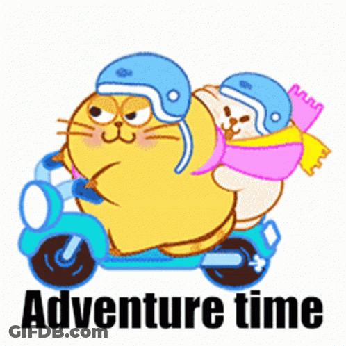 Cartoon Cat Riding Scooter With Friend GIF