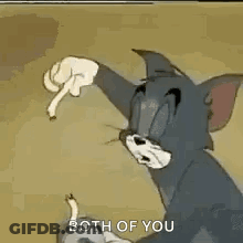 Cartoon Cat Saying Both Of You Holding Sticks GIF