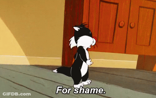 Cartoon Cat Saying For Shame GIF