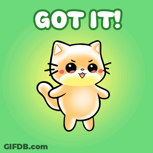 Cartoon Cat Saying Got It On Green Background GIF