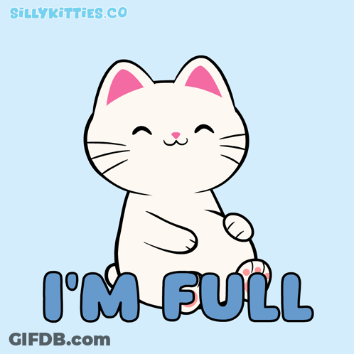 Cartoon Cat Saying I'm Full GIF
