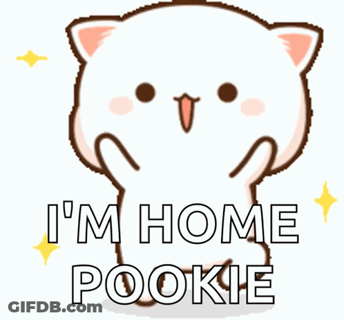 Cartoon Cat Saying I'm Home Pookie GIF