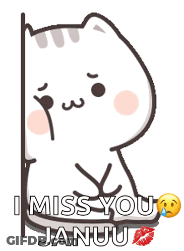 Cartoon Cat Saying I Miss You Januu GIF