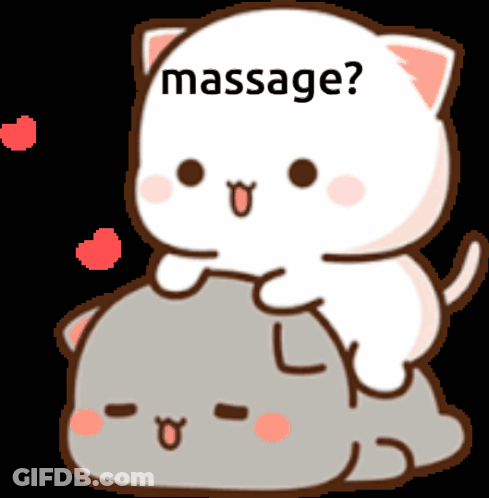 Cartoon Cat Saying Massage Massaging Another Cat GIF
