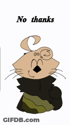 Cartoon Cat Saying No Thanks With Swirl On Head GIF