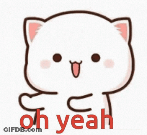 Cartoon Cat Saying Oh Yeah In Red Letters GIF