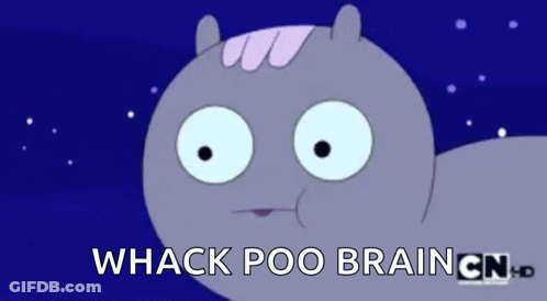 Cartoon Cat Saying Whack Poo Brain GIF