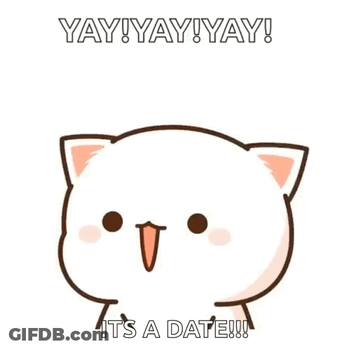 Cartoon Cat Saying Yay Its A Date GIF