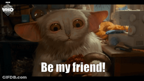 Cartoon Cat Says Be My Friend Doctor Who Ad GIF